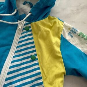 Vintage Celebrity 24 Mo boys hooded jacket First Mate color block green blue zip
